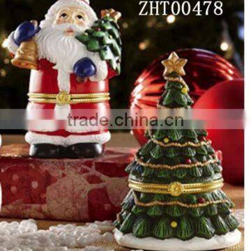 Christmas tree and snowman Collectible Christmas Trinket Boxes