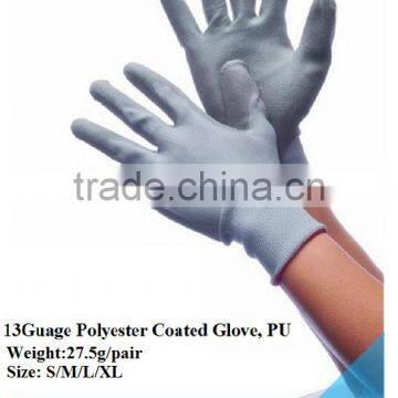 Polyester Work Gloves Rubber Latex Palm Coated/PU Coated,Knit Wrist Cuff,S,M,L,XL,Industrial or Household