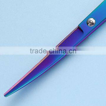 CS-65JQ 6.5inch Rainbow Color Downward Curved Ergonomic Handle Pet Grooming Professional Hair Cutting Scissors photo-2
