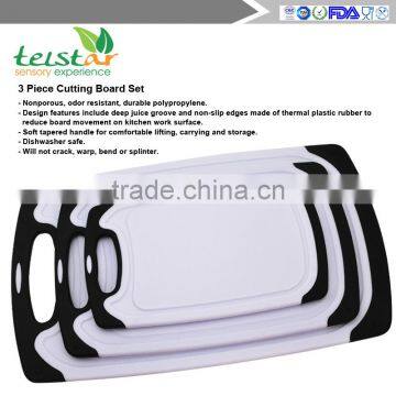 3 Piece Plastic Cutting Board Set - Acrylic Polypropylene Plastic - Dishwasher Safe