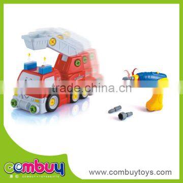 Hot sale kid diy self assemble toy plastic mini fire fighting truck price