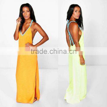 Swimsuit Cover Up Beach Dress Deep V Neck Sexy Halter Backless Maxi Beach Long Chiffon Dress For Bikinis