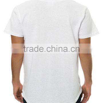 Longline Curved Hem Mens White t Shirt With High Quality photo-3