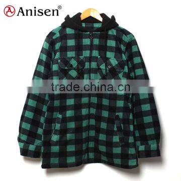 promotional cheap price stock men fleece plaids jacket