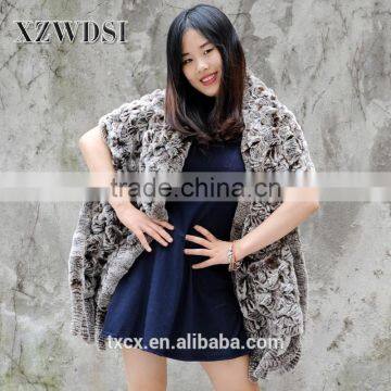 CX-B-65G Fashion Breathable Rex Rabbit Fur Knitted Shawls photo-6