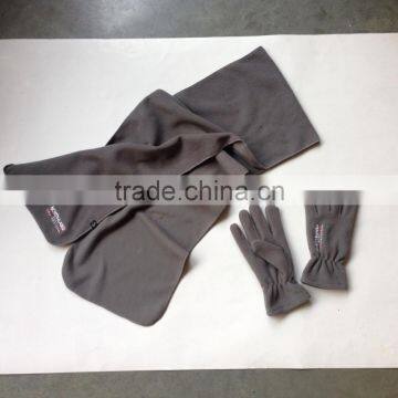 Men &women Windproof Black Color Polar Fleece Winter Scarf Hat Gloves Sets Factory photo-6