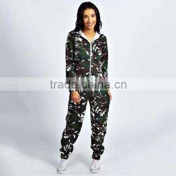 New fashion 100% polyester outdoor fitted camo onesie adult