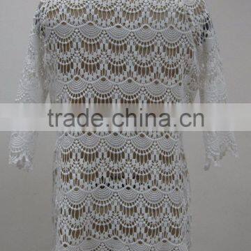 Garment Manufacturer Ladies Long Sleeve Crochet Lace Beach Cover Kaftan photo-3