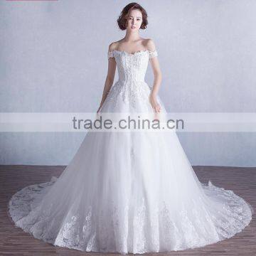 New fashioned V neck white wedding dress