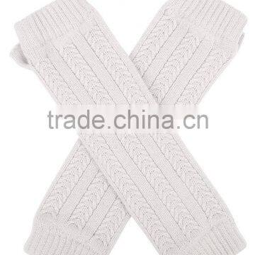 Cable Knit Long Cashmere Fingerless Gloves Lady Arm Warm Gloves photo-5
