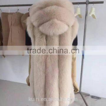 2017 Newest Design Long Woman Real Fox Fur Vest With Hood Natrual Raw Colour--pc-250 photo-5