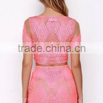 Sexy Delicated Mesh Bodycon Fit Two Piece Prom Dress Lace Prom Dresses photo-4
