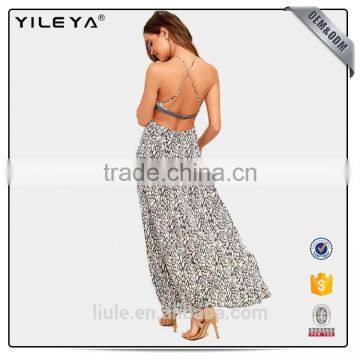 Stylish Maxi Dress Summer Lady Printed Halter Dress Fashion Dress Design photo-2