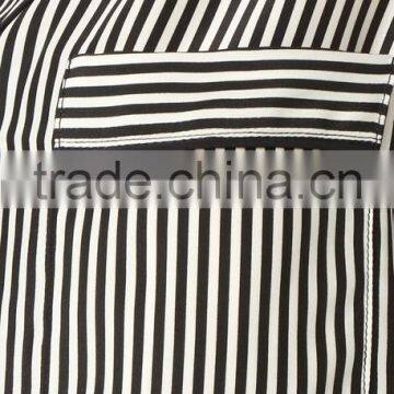 High Quality Smooth Ladies Pajamas Fashion Long Sleeve Women Silk Striped Pajamas