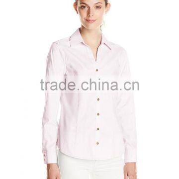 Ladies Loose Casual White/pink Light Blue Long Sleeve Shirt/blouse photo-3