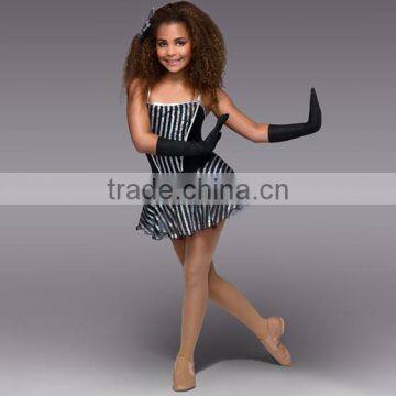 2016 New Design -kids western black sequin leotard and short sequin skirts ballet tutu