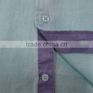 2017 Latest Pattern Linen Fabric Casual Mens Shirts With Contrast Color on the Collar photo-6