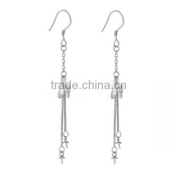 925 Sterling Silver Ear Wire Hooks Earring Findings Flower Silver 70mmx10mm