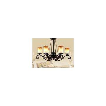 Candle Type Wrought Iron Art Deco Chandelier with Iron and Glass , Modern or Traditional