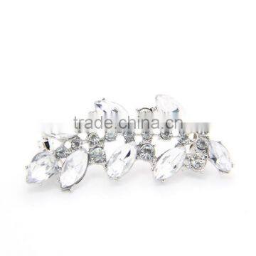 Punk Style Crystal Ear Clip Earrings Rhinestone Leaves Ear Cuff Stud