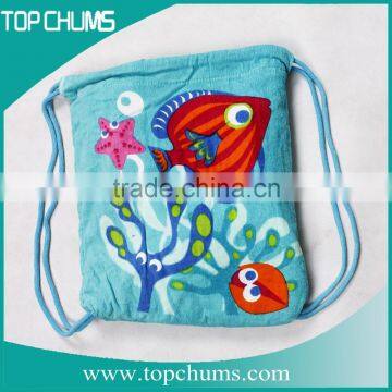 Yiwu Custom Promotional drawstring folding printed beach towel bag