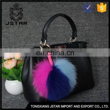 reliable high quality animal bag charm silver fox fur pompom tassel key chain