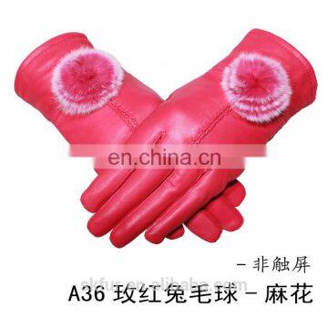 China Factory Wholesale Winter Warm Real Sheepskin Soft Leather Work Glove for Lady photo-4
