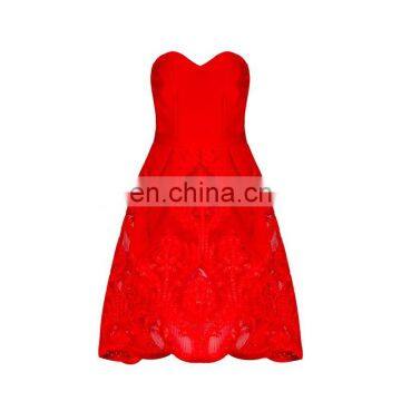 Amigo Red Sexy Women Summer Sleeveless Evening Dress Party Cocktail Short Lace Dress photo-3