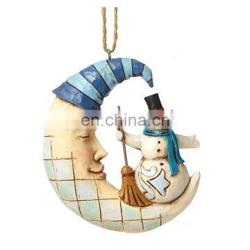 Snow man and moon hanging figures ornament