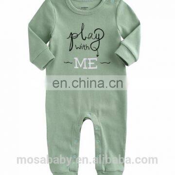 Ins Popular Baby Soft Cotton Outfit Green Color With " Play with me " Pattern suit for 0-24 Months