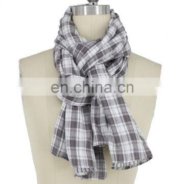Guangzhou Direct Factory Cotton Check Double-Layer Scarf photo-2