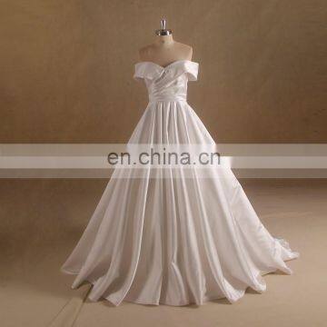 Newest Pleated Off Shoulder Satin Wedding Dress 2017