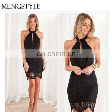 2016 OEM halter neck sexy women dress lace summer bandage dresses nylon for wholesale