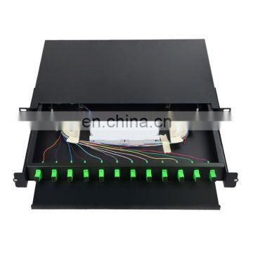 Sliding Drawer Type Rack Mount ODF OTB 12 24 Port FTTH Fiber Optical Distribution Termination Box