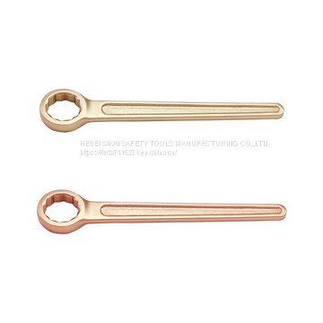 Safety sparkless explosion-proof tool explosion-proof straight handle single head spanner is made of aluminum bronze beryllium