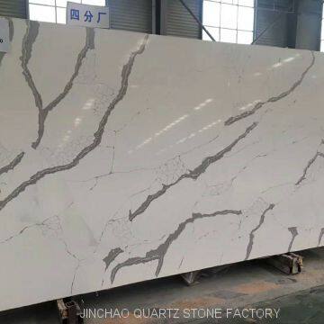 Artificial calacatta white quartz stone slabs