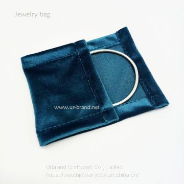 Custom Mini Embroidery Envelope Flap Gift Dust Button Jewelry Velvet Bag With Satin Lining