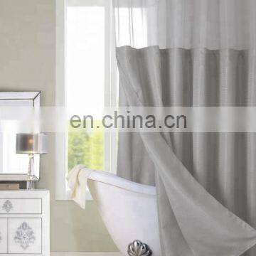 China Suppliers Luxury Hotel Hookless Shower Curtains Snap With Grommets Detachable Liner in White Gray Fabric photo-5