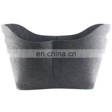 Shopping Basket Grey Magazine Rack Storage Bin Large Firewood Basket Storage Felt Bag with Handle for Carry Wood Toys Newspaper