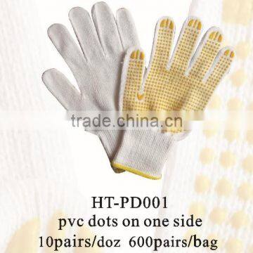 PVC dotted cotton gloves/ working glove/ safety gloves palm pvc coated cotton glove CE standard