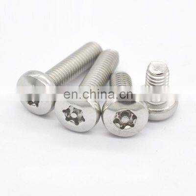 Zinc plated philips pan round head security screw T20 T25 safety torx screw with pin