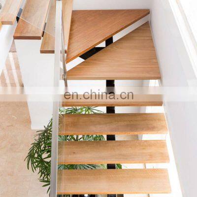 Australia standard tempered glass 50mm thickness american white oak step stairs