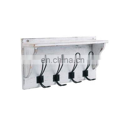 Stone Rustic Coat Rack Shelf Hanging Entryway Shelf With 4 Hooks photo-2