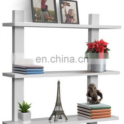 3 Tier White Floating Shelf Asymmetric Square Wall Shelf Decorative Hanging Display Wall Mounted Hanging Shelf