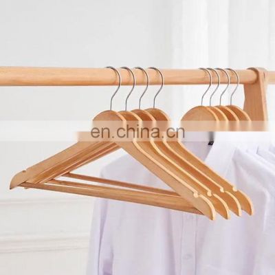 Stainless Steel Non Slip Logo Space Saving Pants Kids Hooks Store Coat Wholesale Cloth Wood Hanger For Clothing