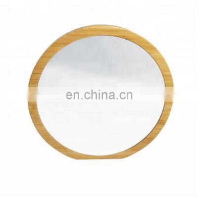 Wood store home round counter desk makeup bamboo mirror