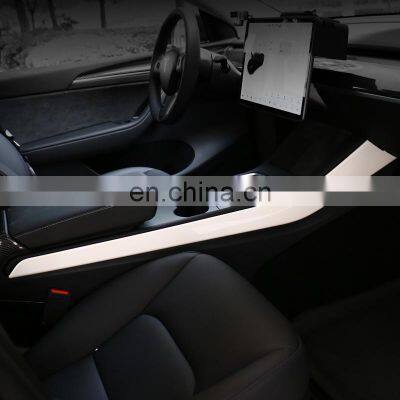 Carbon Fiber Style Car Interior ABS Center Console Side Trim Strips With High Quality For Tesla Model 3