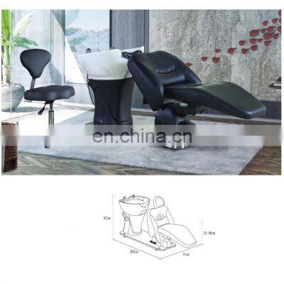 Hair Salon lay down Electric backwash hair washing chair 90 degree rotation Shampoo bed for barbershop