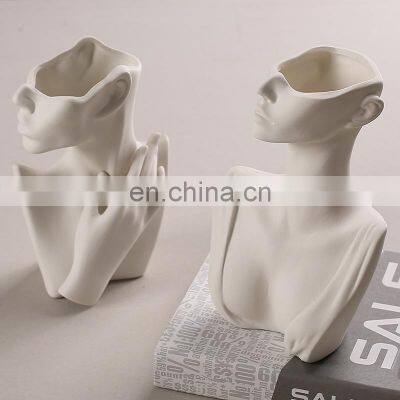 Modern Simple Abstract Human Body Sculpture Ceramic Dry Flower Vase For Living Room Office Decoration Creative Nordic photo-4