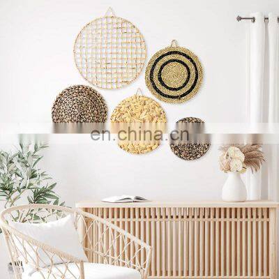 Decorative Set 100% Natural Water Hyacinth Material Wall Art Design Woven Straw Cozy Decor Home Wholesale Made in Vietnam photo-2